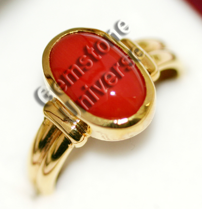 Mind blowing Japanese Red Coral of 4.97 carats set in 22KDM hallmarked Yellow Gold ring.gemstoneuniverse.com Mind blowing Japanese Red Coral of 4.97 carats set in 22KDM hallmarked Yellow Gold ring.gemstoneuniverse.com