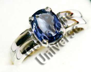 Lovely and Distinct Kashmir colored Blue Sapphire set in Gents Silver ring. Same color as the famous 104 carats Stuart Sapphire!Gemstoneuniverse.com