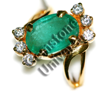 Auspicious Mercury-Venus Talisman, Brazilian Emerald and Diamond ring. Gemstoneuniverse.com