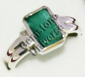 Natural Zambian Emerald of 2.42 carats set in Sterling Silver 925 ring.Gemstoneuniverse.com Natural Zambian Emerald of 2.42 carats set in Sterling Silver 925 ring.Gemstoneuniverse.com