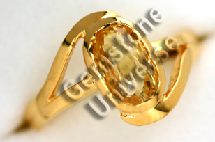 Auspicious and Benign Lustrous Unheated Yellow Sapphire set in 22K Life force Chi/Qi Gold Ring