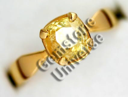 Benign, Canary Yellow, Lustrous Unheated Yellow Sapphire set in 22K Gold ring!. Bountiful Guru Energies!