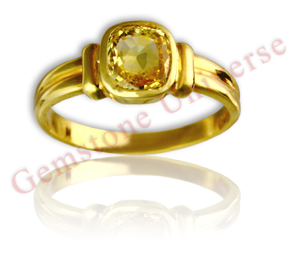 Lustrous, Auspicious and Benign Lustrous Unheated Yellow Sapphire set in 22K gold ring. Yellow Sapphire the Gem of Guru/ Brihaspati!