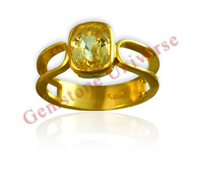 Super lustrous, top quality Natural Golden Yellow Sapphire from Sri Lanka set in 22KDM Gold ring! Better than the best kind of Eye clean Un heated and untreated Yellow Sapphire talisman for Jupiter/ Brihaspati/Guru-The planet of Good luck, knowledge, weal