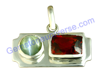 Amazing mystical and royal miracle of nature is being exhibited in this fine Sri Lankan Natural and untreated Hessonite and Natural Untreated Indian Cats-eye. Notice the lustre and the fiery orange color that is just shining through the Hessonite Garnet a