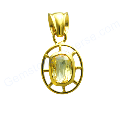 Blessed Jupiter Energies with Untreated and unheated flawless Yellow Sapphire from Ceylon set in Circle of Life Gold Pendant. Yellow Sapphire/Pukhraj-The Gem of Benign Jupiter/Guru.