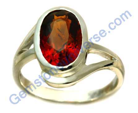 Fiery Imperial Orangish Cinnamon colour and also fully natural untreated Ceylonese Hessonite! Set in a fantastic sterling silver ring! Natural Hessonite the most powerful gem of the Planet Rahu / North node! Gemstoneuniverse.com