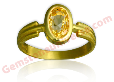 Super lustrous and much sought after golden hue colour cushion cut Natural and untreated Yellow Sapphire from Ceylon / Sri Lanka set in 22 KDM Gold ring. Yellow Sapphire/Pukhraj-The gemstone of the pure planet Jupiter/Brihaspati-The planet of Good luck, w