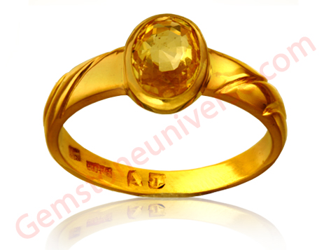 Benign Jupiter energies with this unheated Ceylon Yellow Sapphire. Yellow Sapphire the gemstone of Jupiter. Gemstoneuniverse.com