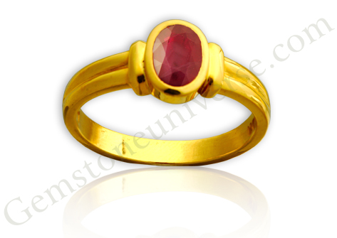 Rarest of the rare Imperial Pigeon Blood Red Burma Ruby! Set in an elegant Gold ring! Ruby the gem of Sun-The king of all planets! Gemstoneuniverse.com