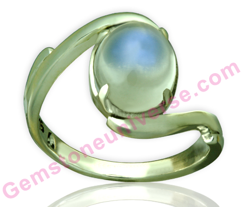 Experience the serene lunar energies in this Blue Moonstone, which is a Calm White with Blue Adularescence! Blue sheen Moonstone the Superior substitute for Natural Pearl, the gemstone for Moon! Gemstoneuniverse.com