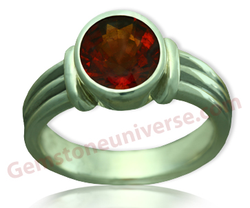 Natural Cinnamonstone/ Gomedh for Rahu energies set in Silver ring-Gemstoneuniverse.com