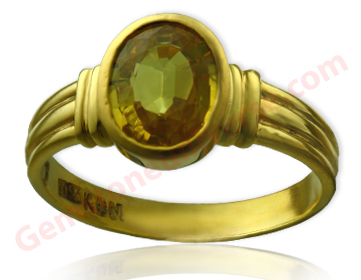 Lustrous, Auspicious and Benign Lustrous Unheated Yellow Sapphire set in 22K gold ring