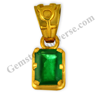 The gemstone associated with the Heart chakra- Emerald! Deep Emerald green, fully natural and unenhanced Brazilian Emerald set in Talismanic Pendant! Gemstoneuniverse.com