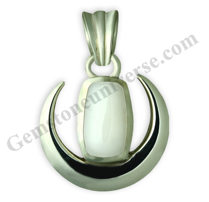 Natural Organic White Coral set in Talismanic Lunar Pendant-Italian Organic White Coral.