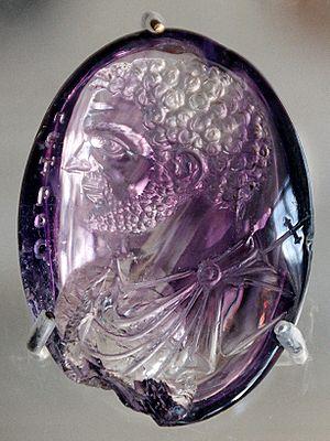 Roman intaglio portrait of Caracalla in amethyst Roman intaglio portrait of Caracalla in amethyst