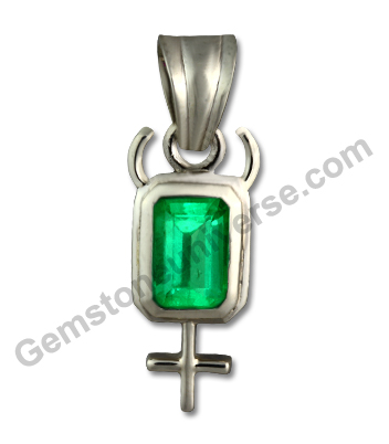 Fully natural and unenhanced Colombian Emerald set in Talismanic Silver pendant – The gem for Mercury! Gemstoneuniverse.com
