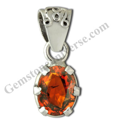 Deep Burnt Imperial Cinnamon Hessonite Garnet Talismanic Pendant-Gomed-The Gemstone of Rahu. Gemstoneuniverse.com