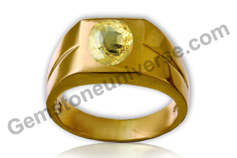 Exotic, flawless and crystal clear Golden Yellow colored Natural and untreated Ceylon Yellow Sapphire set in Gold signet ring! Natural Yellow Sapphire- the gem of Jupiter! Gemstoneuniverse.com