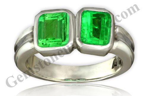 Fantastically implemented gem therapy with 2 eye clean fully natural and unenhanced Colombian Emeralds! Emerald - the gem of Mercury! Gemstoneuniverse.com