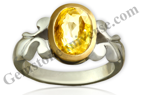 Delightful Implementation of Gem Therapy without compromising on Gem quality. Unheated Ceylon Sapphire for Jupiter with a seat of Gold and shanks of silver.