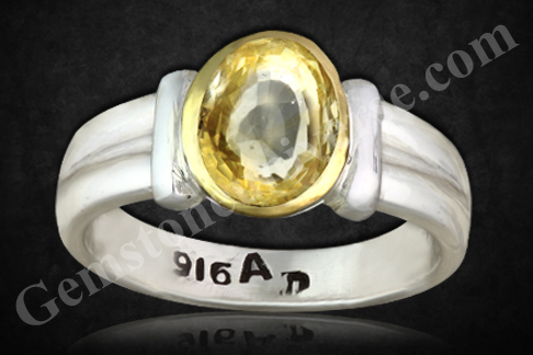 Unique and heart warming implementation of Gem therapy! Entry-level Golden Butter Fine Natural and untreated Ceylon Yellow Sapphire set in silver ring with a Gold throne! Gemstoneuniverse.com