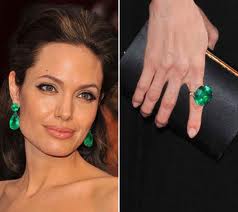 Angelina Jolie wearing Emerald Jewelry