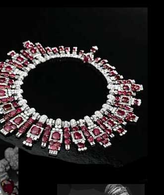 Dazzling Ruby and Diamond Cartier necklace commissioned by the Maharaja Digvijaysinhji of Nawanagar in 1937 Dazzling Ruby and Diamond Cartier necklace commissioned by the Maharaja Digvijaysinhji of Nawanagar in 1937