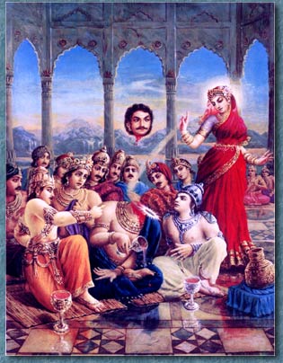 Lord Vishnu as Mohini beheading Rahu