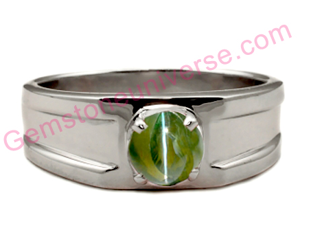 No it’s not a real eye! It’s one of the rarest Chrysoberyl Cat’s Eyes with a sharp fine silvery chatoyant band! Fully natural Ceylon Chrysoberyl Cat’s Eyes for Ketu! Gemstoneunive