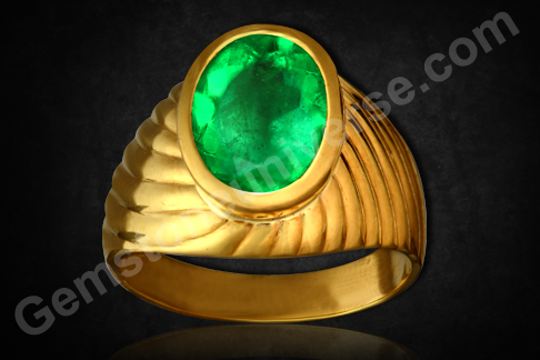 A majestic Emerald with deep intensity of color set in a stunning gold ring! Fully natural and unenhanced Emerald! A majestic Mercury talisman! Gemstoneuniverse.com