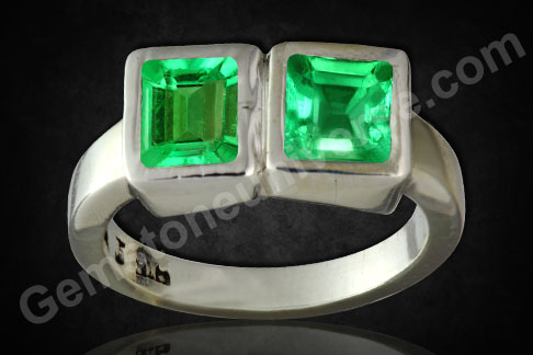 Immensely satisfying and pleasing implementation of gem therapy! 2 Eye clean fully natural and unenhanced Emeralds set together to make a superior Mercury talisman! Gemstoneuniverse.com