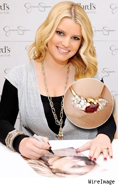 Jessica Simpson Sporting a 5 Carat Ruby with Diamonds as accent Stones-a Neil Lane Creation Jessica Simpson Sporting a 5 Carat Ruby with Diamonds as accent Stones-a Neil Lane Creation