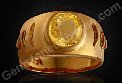 A stunner of a gem in a designer, hand crafted stunner of a ring! Fully natural and untreated Ceylon Yellow Sapphire! Natural Yellow Sapphire the gem for Jupiter! Gemstoneuniverse.com