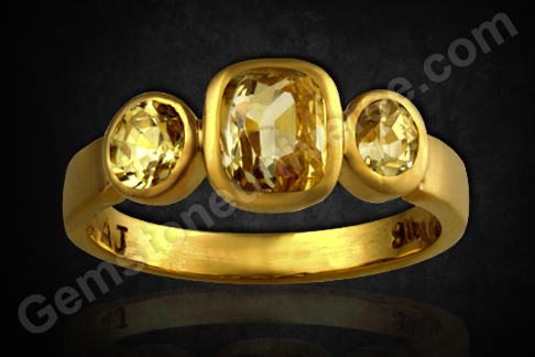 Taking the unique method of correct implementation of gem therapy to another level with 3 Flawless Yellow Sapphires! Yellow Sapphire also known as Pukhraj the gem of Glorious Jupiter! Gemstoneuniverse.com