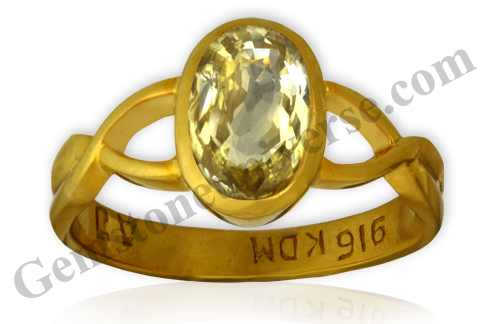 Exhibit highlighting the sought after Butter Yellow Color.Natural-Yellow-Sapphire-2.12-carats-Gemstoneuniverse.com_.-Unheated-Yellow-Sapphire