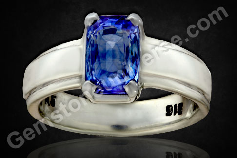 Cornflower Blue Sapphire, with deep color and a velvety appearance - the most desirable and alluring color for Blue Sapphires! Neelam Ring for Lord Shani-Jyotish Talisman.