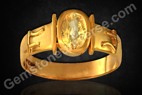Golden Butter Yellow Sapphire set in a talismanic ring with sacred symbols for the golden gifts of Jupiter!
