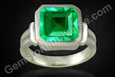 Electric Glow and fine early summer grass green Colombian Emerald nearing 3 carats. Panna/ emerald the Gemstone of Mercury as per Vedic Astrology