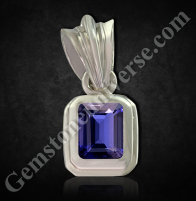 Natural Emerald-cut Iolite Pendant - An exotic symphony from Madagascar