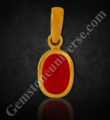 Natural, Organic Red Coral Pendant in Gold – The Gemstone of Mars in a Talisman