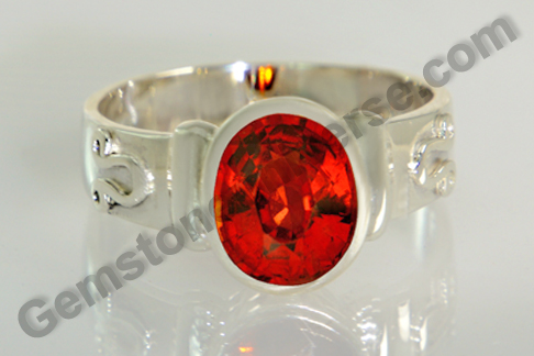 Natural Sri Lankan Hessonite Garnet in a Rahu Talisman Ring