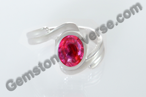 Natural, Unheated Tanzania Ruby in White Gold – Talisman for Surya Energies
