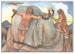 Depiction of Hecules a.k.a Heracles rescuing Prometheus