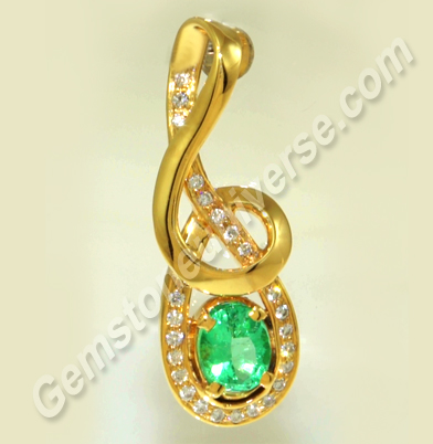 Colombian Emerald and Natural Diamonds – Harmony in a Musical Note Design Pendant