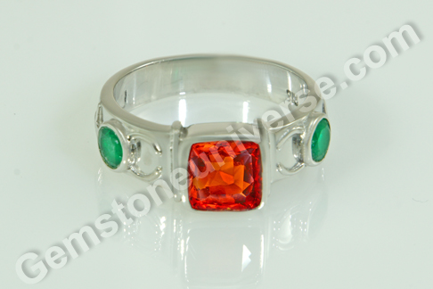 Powerful, Highly Symbolic and Aesthetic - Hessonite and Colombian Emerald Ring