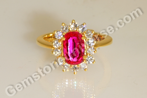 Ornate Natural, Treatment-free, Mozambique Ruby and Diamond Ring