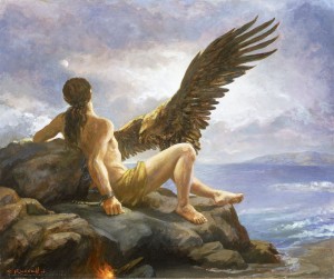 Prometheus chained to a rock Prometheus chained to a rock