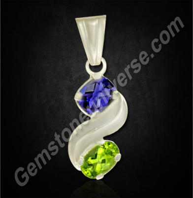 All Gemstones are Precious. Period. Stunning Natural Iolite and Peridot in a Two gem Pendant