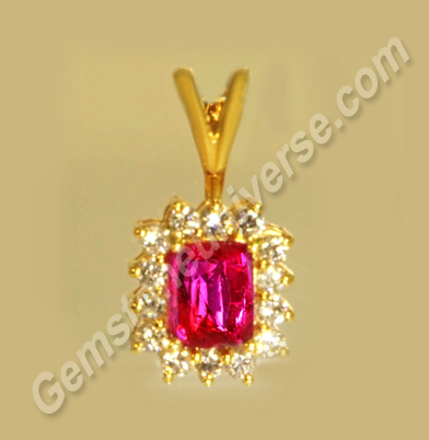 Coveted Imperial Pigeon Blood Color in a Natural Tanzania Ruby – Fabulous Ruby-Diamond Pendant